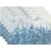 Artoid Mode Xmas Trees Winter Placemats Set of 4, 12×18 Inch Seasonal Blue Christmas Table Mats for Party Kitchen Dining Decoration(Blue)