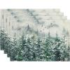 Artoid Mode Xmas Trees Winter Placemats Set of 4, 12×18 Inch Seasonal Blue Christmas Table Mats for Party Kitchen Dining Decoration(Green)