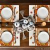 Artoid Mode Pumpkin Leaves Fall Placemats Set of 4 for Table Runner, Seasonal Kitchen Dining Table Decoration for Indoor Party Home 12 x 18 inch(Orange)