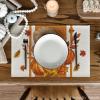 Artoid Mode Pumpkin Leaves Fall Placemats Set of 4 for Table Runner, Seasonal Kitchen Dining Table Decoration for Indoor Party Home 12 x 18 inch(Orange)