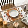 Artoid Mode Pumpkin Leaves Fall Placemats Set of 4 for Table Runner, Seasonal Kitchen Dining Table Decoration for Indoor Party Home 12 x 18 inch(Orange)