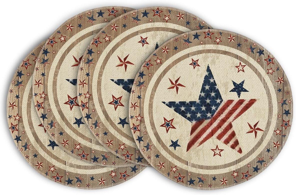 image:imageArtoid Mode Wood Stars StripShaped Patriotic 4th of July Placemats Set of 412x18 Inch Memorial Day Seasonal Spring Table Mats for Party Kitchen Dining DecorationWood