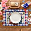 Artoid Mode American Flag Vases Flowers 4th of July Round Placemats Set of 4, 14 Inch Patriotic Memorial Day Round Table Mats for Dining Decoration(Blue/Red)