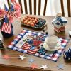 Artoid Mode American Flag Vases Flowers 4th of July Round Placemats Set of 4, 14 Inch Patriotic Memorial Day Round Table Mats for Dining Decoration(Blue/Red)