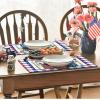 Artoid Mode American Flag Vases Flowers 4th of July Round Placemats Set of 4, 14 Inch Patriotic Memorial Day Round Table Mats for Dining Decoration(Blue/Red)