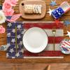 Artoid Mode American Star Stripes 4th of July Round Placemats Set of 4,14 Inch Patriotic Memorial Day Table Mats for Party Kitchen Dining Decoration(Red/Blue)