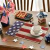 Artoid Mode American Star Stripes 4th of July Round Placemats Set of 4,14 Inch Patriotic Memorial Day Table Mats for Party Kitchen Dining Decoration(Red/Blue)