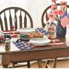 Artoid Mode American Star Stripes 4th of July Round Placemats Set of 4,14 Inch Patriotic Memorial Day Table Mats for Party Kitchen Dining Decoration(Red/Blue)