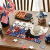 Artoid Mode Stars Black Cat Patriotic 4th of July Placemats Set of 4, 12×18 Inch Memorial Day Holiday Table Mats for Party Kitchen Dining Decoration