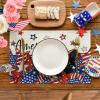 Artoid Mode Stars Black Cat Patriotic 4th of July Placemats Set of 4, 12×18 Inch Memorial Day Holiday Table Mats for Party Kitchen Dining Decoration