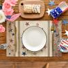 Artoid Mode Wood Stars Strip-Shaped Patriotic 4th of July Placemats Set of 4,12×18 Inch Memorial Day Seasonal Spring Table Mats for Party Kitchen Dining Decoration(Wood)