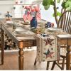 Artoid Mode Wood Stars Strip-Shaped Patriotic 4th of July Placemats Set of 4,12×18 Inch Memorial Day Seasonal Spring Table Mats for Party Kitchen Dining Decoration(Wood)