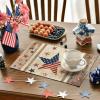 Artoid Mode Wood Stars Strip-Shaped Patriotic 4th of July Placemats Set of 4,12×18 Inch Memorial Day Seasonal Spring Table Mats for Party Kitchen Dining Decoration(Wood)