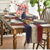 Artoid Mode Wood Style Stripes 4th of July Placemats Set of 4, 12×18 Inch Memorial Day Patriotic Table Mats for Party Kitchen Dining Decoration(Blue/Beige/Red)