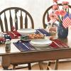 Artoid Mode Wood Style Stripes 4th of July Placemats Set of 4, 12×18 Inch Memorial Day Patriotic Table Mats for Party Kitchen Dining Decoration(Blue/Beige/Red)