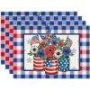 Artoid Mode American Flag Vases Flowers 4th of July Round Placemats Set of 4, 14 Inch Patriotic Memorial Day Round Table Mats for Dining Decoration(Blue/Red)