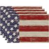 Artoid Mode American Star Stripes 4th of July Round Placemats Set of 4,14 Inch Patriotic Memorial Day Table Mats for Party Kitchen Dining Decoration(Red/Blue)