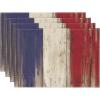 Artoid Mode Wood Style Stripes 4th of July Placemats Set of 4, 12×18 Inch Memorial Day Patriotic Table Mats for Party Kitchen Dining Decoration(Blue/Beige/Red)