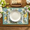 Artoid Mode Blue Lemon Iris Summer Placemats Set of 4, 12×18 Inch Seasonal Table Mats for Party Kitchen Dining Decoration(Blue)