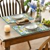 Artoid Mode Blue Lemon Iris Summer Placemats Set of 4, 12×18 Inch Seasonal Table Mats for Party Kitchen Dining Decoration(Blue)
