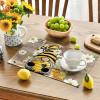 Artoid Mode Gnomes Flowers Leaves Summer Placemats Set of 4, 12×18 Inch Seasonal Summer Holiday Table Mats for Party Kitchen Dining Decoration(Wood)