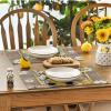 Artoid Mode Gnomes Flowers Leaves Summer Placemats Set of 4, 12×18 Inch Seasonal Summer Holiday Table Mats for Party Kitchen Dining Decoration(Wood)