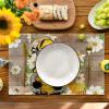 Artoid Mode Gnomes Flowers Leaves Summer Placemats Set of 4, 12×18 Inch Seasonal Summer Holiday Table Mats for Party Kitchen Dining Decoration(Wood)