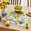 Artoid Mode Lemon Bee Leaves Hello Sunshine Summer Placemats Set of 4, 12×18 Inch Seasonal Spring Table Mats for Party Kitchen Dining Decoration