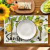 Artoid Mode Lemon Bee Leaves Hello Sunshine Summer Placemats Set of 4, 12×18 Inch Seasonal Spring Table Mats for Party Kitchen Dining Decoration