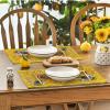 Artoid Mode Sunflower Bee Flower Polka Dot Summer Placemats Set of 4, 12×18 Inch Spring Table Mats for Table Runner Party Kitchen Dining Decoration(Yellow)