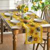 Artoid Mode Sunflower Bee Flower Polka Dot Summer Placemats Set of 4, 12×18 Inch Spring Table Mats for Table Runner Party Kitchen Dining Decoration(Yellow)