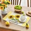 Artoid Mode Yellow Buffalo Plaid Sunflower Sunshine Vase Summer Placemats Set of 4, 12×18 Inch Spring Table Mats for Party Kitchen Dining Decoration(Yellow)