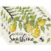 Artoid Mode Lemon Bee Leaves Hello Sunshine Summer Placemats Set of 4, 12×18 Inch Seasonal Spring Table Mats for Party Kitchen Dining Decoration