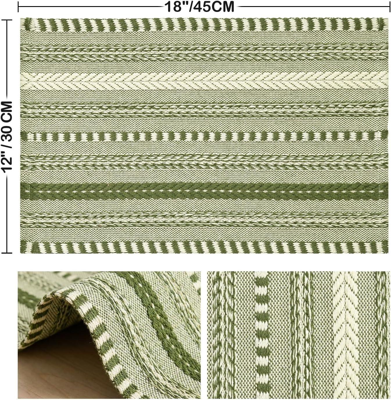 image:imageArtoid Mode Black Farmhouse Woven Braided Stripe Placemats Set of 412x18 Inch Seasonal Holiday Table Mats Party Kitchen Dining DecorationArmy Green
