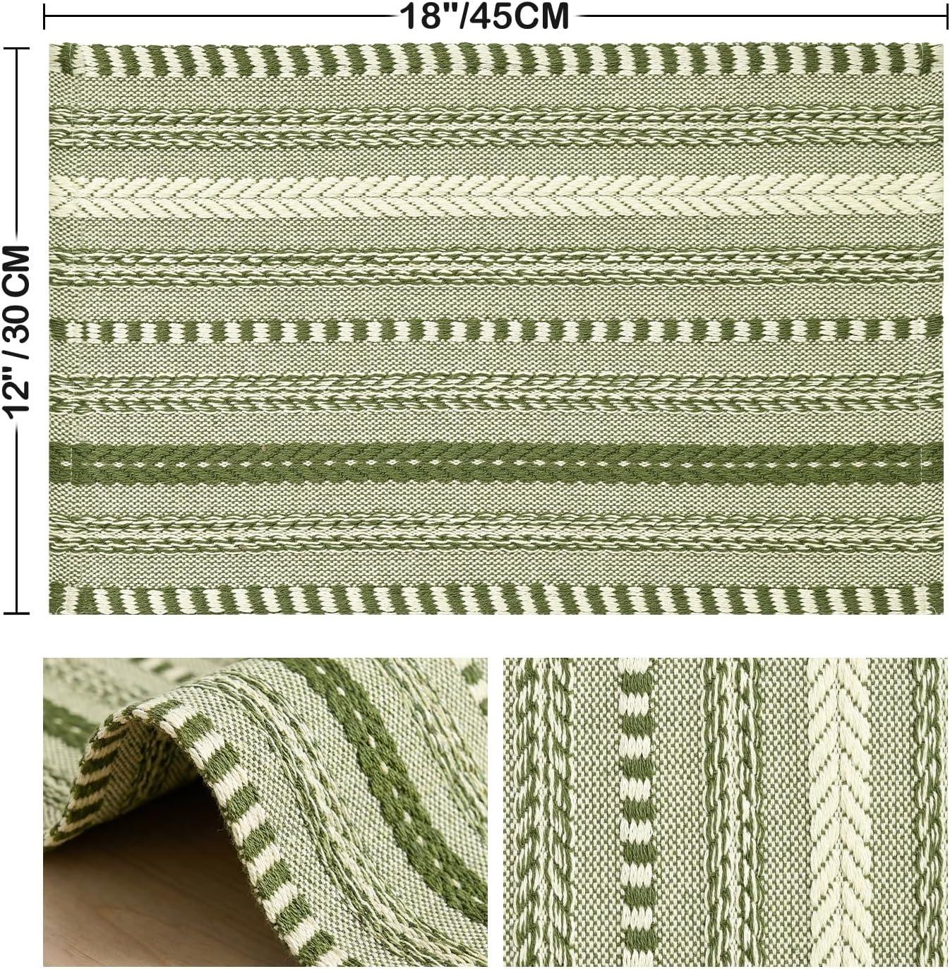 image:imageArtoid Mode Black Farmhouse Woven Braided Stripe Placemats Set of 412x18 Inch Seasonal Holiday Table Mats Party Kitchen Dining DecorationArmy Green