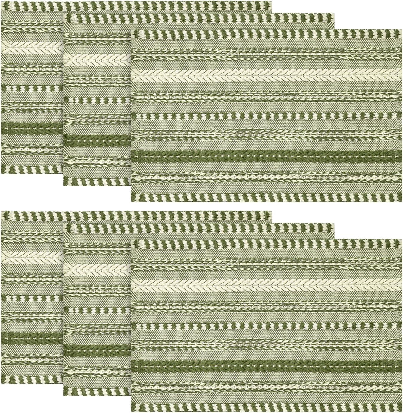 image:imageArtoid Mode Black Farmhouse Woven Braided Stripe Placemats Set of 412x18 Inch Seasonal Holiday Table Mats Party Kitchen Dining DecorationArmy Green