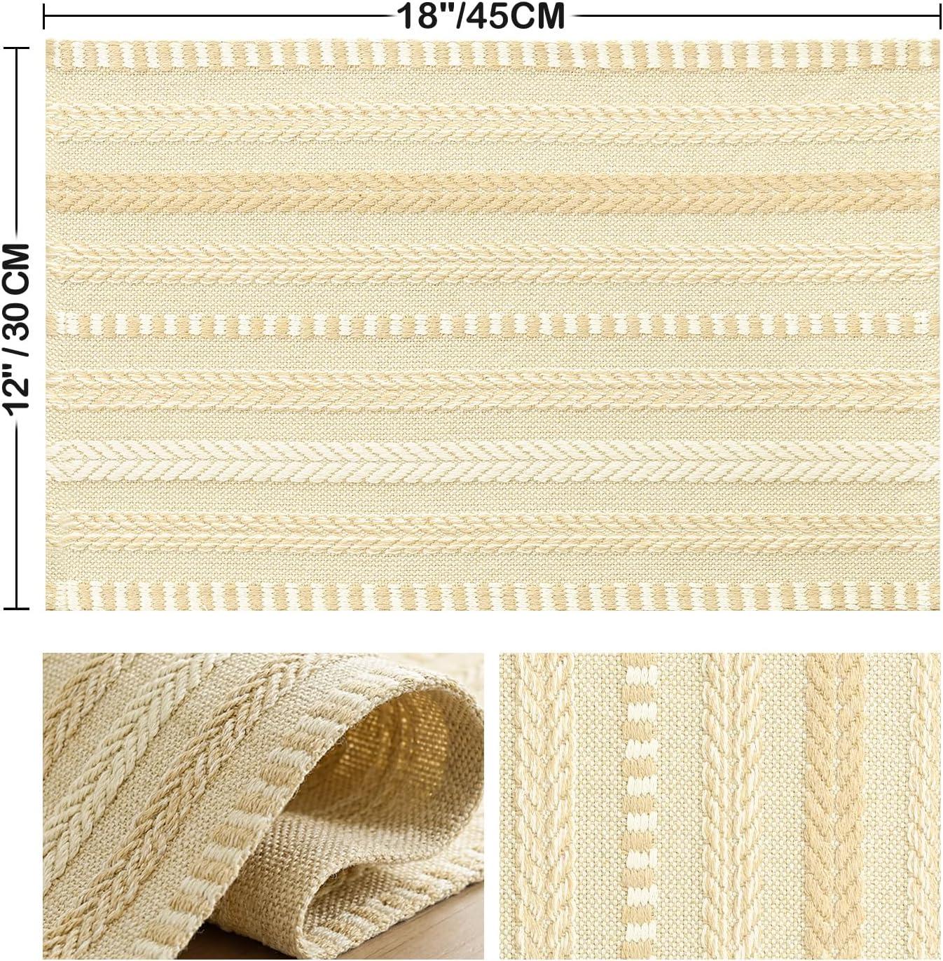 image:imageArtoid Mode Black Farmhouse Woven Braided Stripe Placemats Set of 412x18 Inch Seasonal Holiday Table Mats Party Kitchen Dining DecorationBurlap Brown