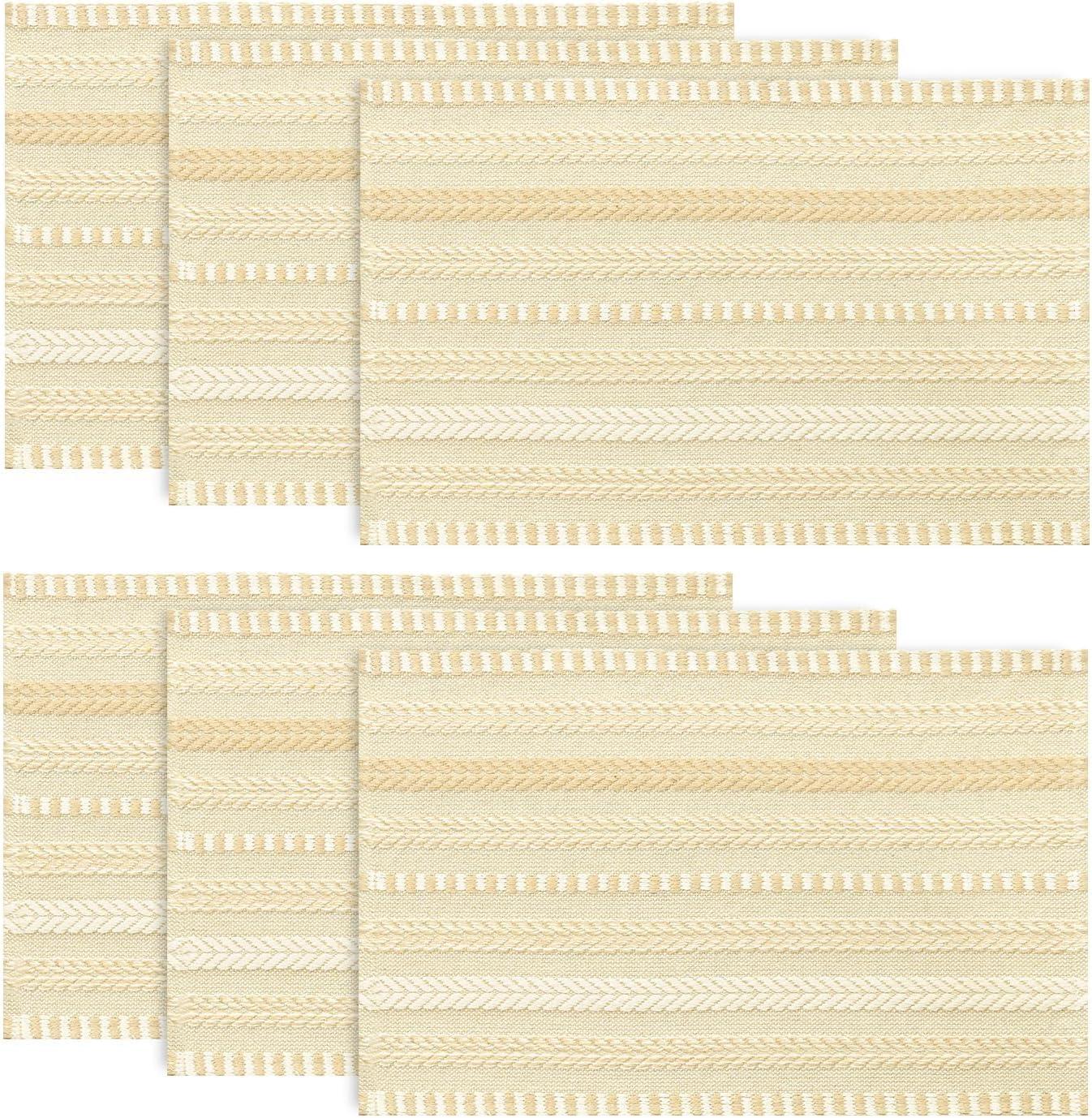 image:imageArtoid Mode Black Farmhouse Woven Braided Stripe Placemats Set of 412x18 Inch Seasonal Holiday Table Mats Party Kitchen Dining DecorationBurlap Brown