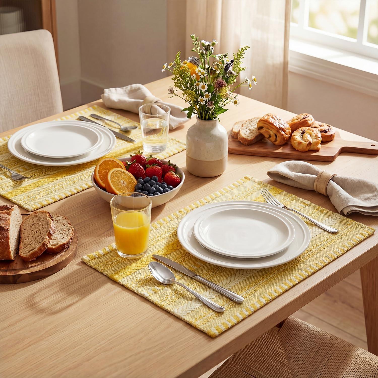 image:imageArtoid Mode Black Farmhouse Woven Braided Stripe Placemats Set of 412x18 Inch Seasonal Holiday Table Mats Party Kitchen Dining DecorationYellow