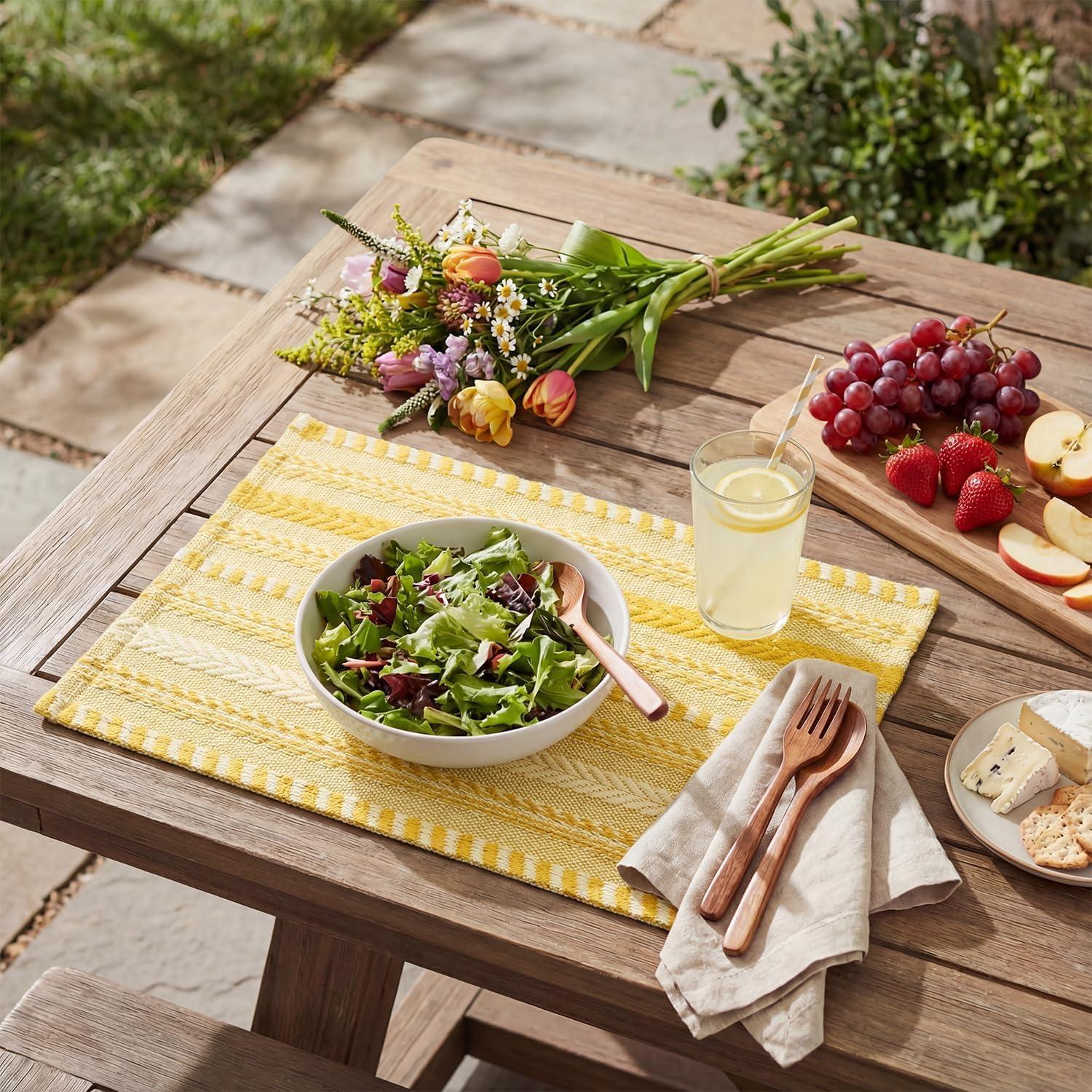 image:imageArtoid Mode Black Farmhouse Woven Braided Stripe Placemats Set of 412x18 Inch Seasonal Holiday Table Mats Party Kitchen Dining DecorationYellow