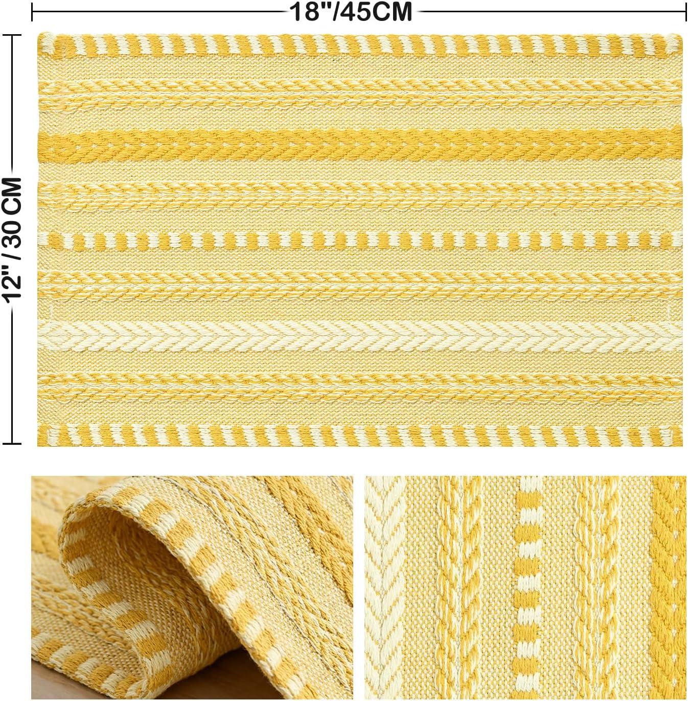 image:imageArtoid Mode Black Farmhouse Woven Braided Stripe Placemats Set of 412x18 Inch Seasonal Holiday Table Mats Party Kitchen Dining DecorationYellow