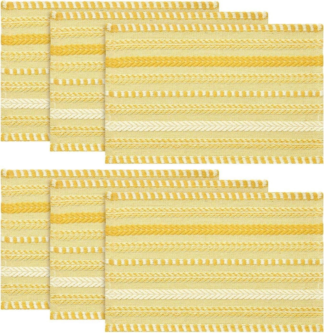 image:imageArtoid Mode Black Farmhouse Woven Braided Stripe Placemats Set of 412x18 Inch Seasonal Holiday Table Mats Party Kitchen Dining DecorationYellow