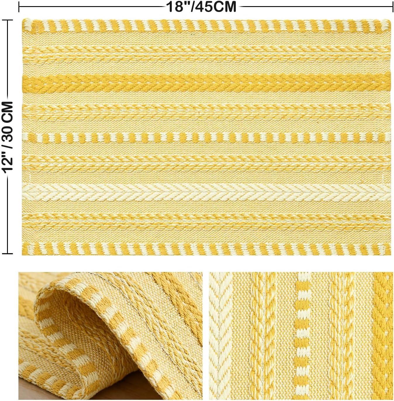 image:imageArtoid Mode Black Farmhouse Woven Braided Stripe Placemats Set of 412x18 Inch Seasonal Holiday Table Mats Party Kitchen Dining DecorationYellow