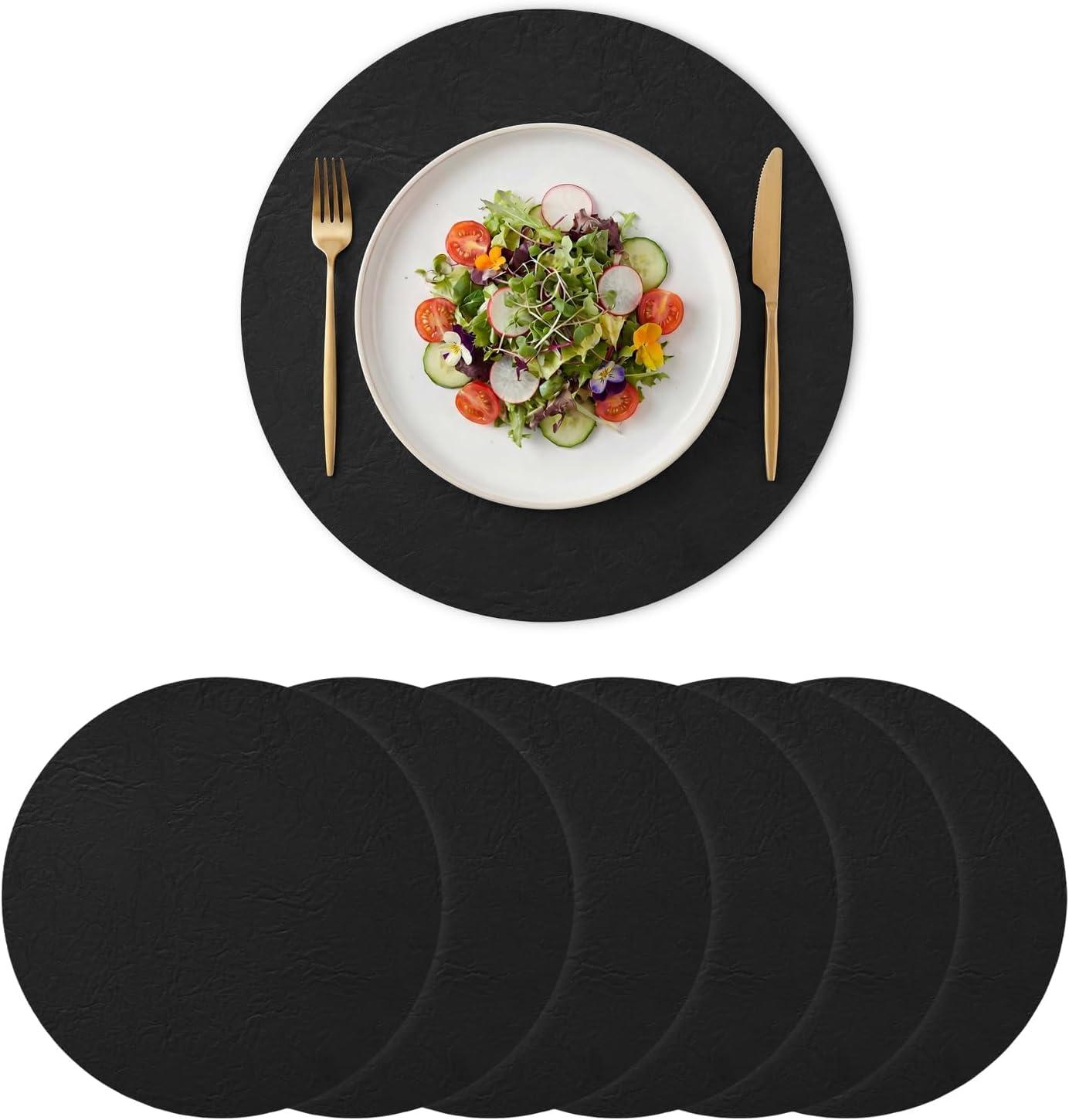 image:imageArtoid Mode Green Faux Leather Placemats Set of 4 15 Inch Waterproof Wipeable Heat Resistant Vinyl Place Mats Reversible Table Mats for St Patricks Day Dining DecorBlack