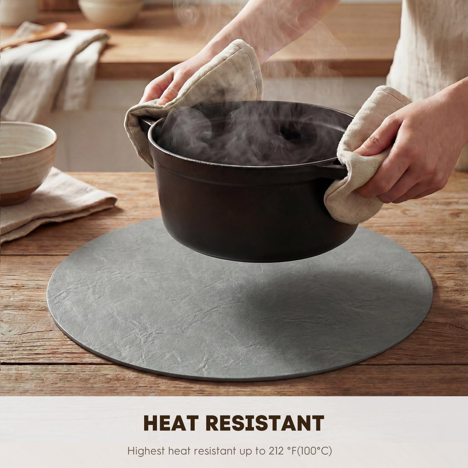 image:imageArtoid Mode Green Faux Leather Placemats Set of 4 15 Inch Waterproof Wipeable Heat Resistant Vinyl Place Mats Reversible Table Mats for St Patricks Day Dining DecorGray