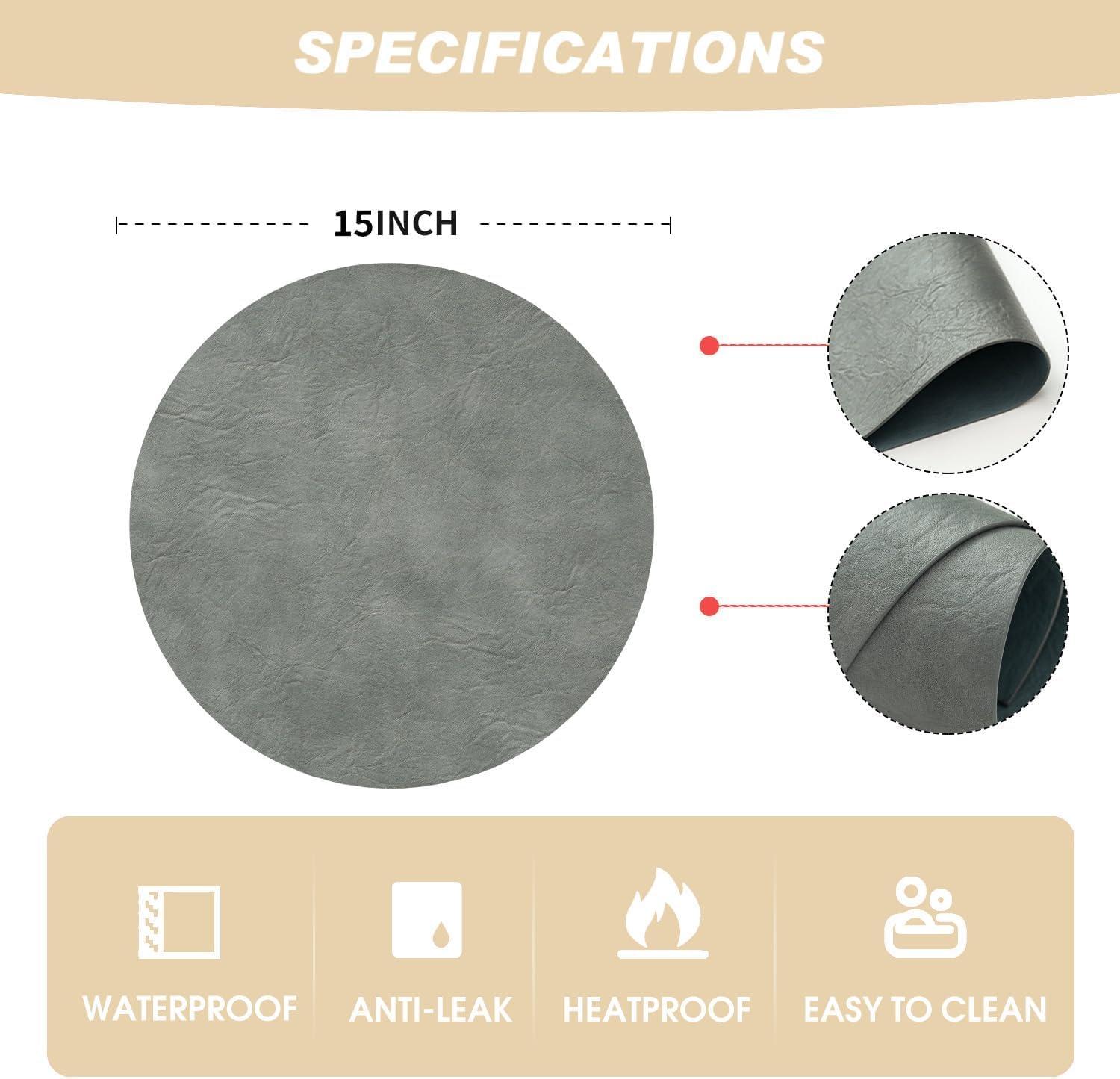 image:imageArtoid Mode Green Faux Leather Placemats Set of 4 15 Inch Waterproof Wipeable Heat Resistant Vinyl Place Mats Reversible Table Mats for St Patricks Day Dining DecorGray