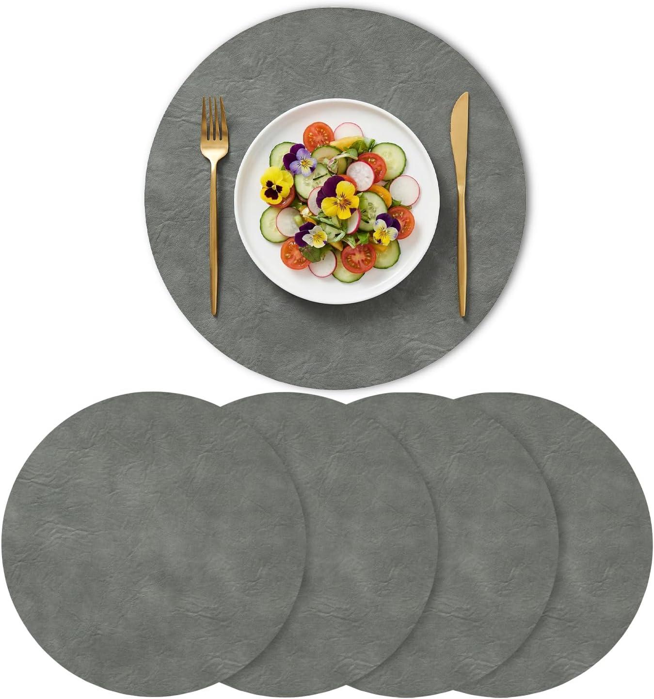 image:imageArtoid Mode Green Faux Leather Placemats Set of 4 15 Inch Waterproof Wipeable Heat Resistant Vinyl Place Mats Reversible Table Mats for St Patricks Day Dining DecorGray