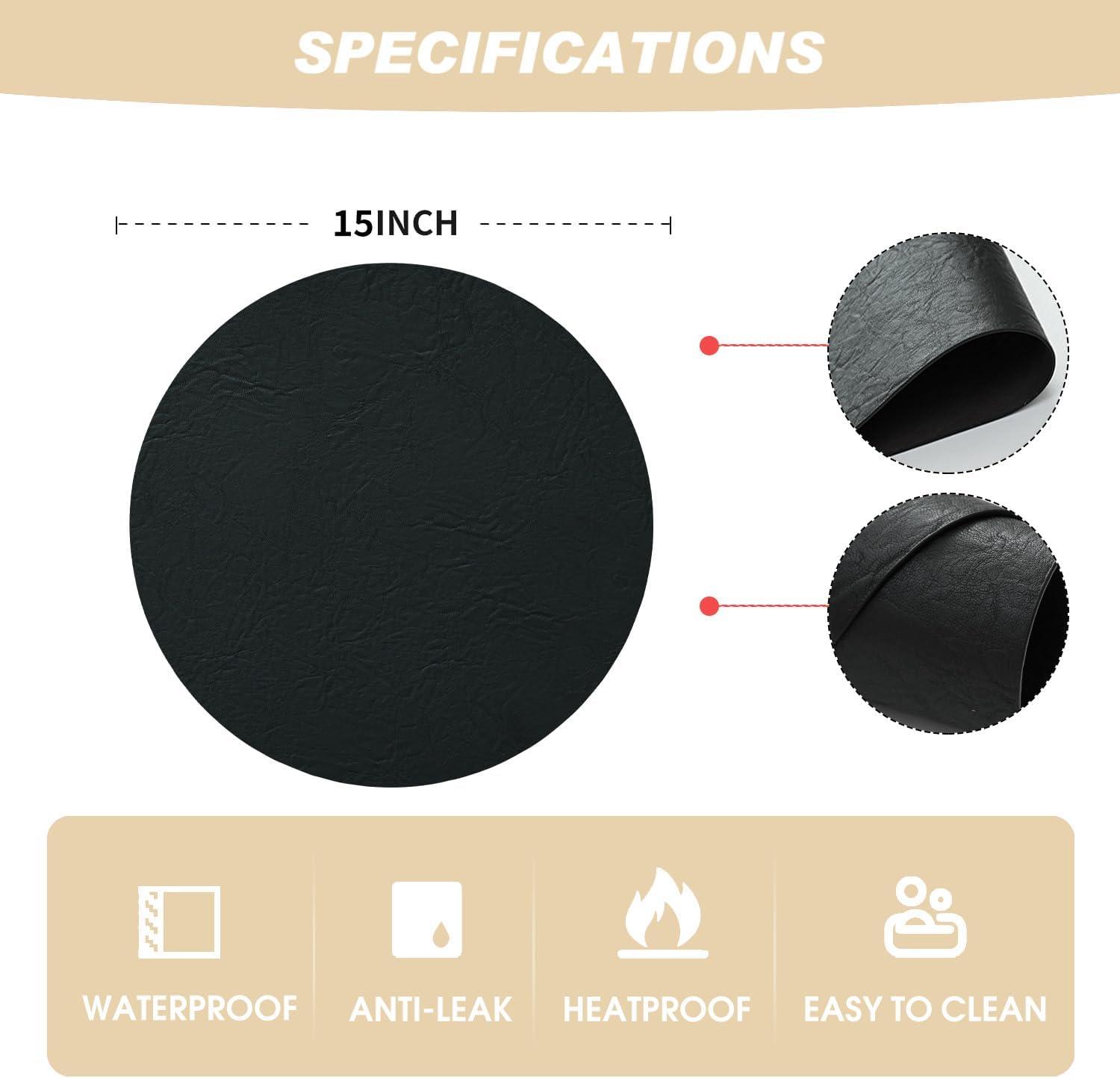 image:imageArtoid Mode Green Faux Leather Placemats Set of 4 15 Inch Waterproof Wipeable Heat Resistant Vinyl Place Mats Reversible Table Mats for St Patricks Day Dining DecorBlack