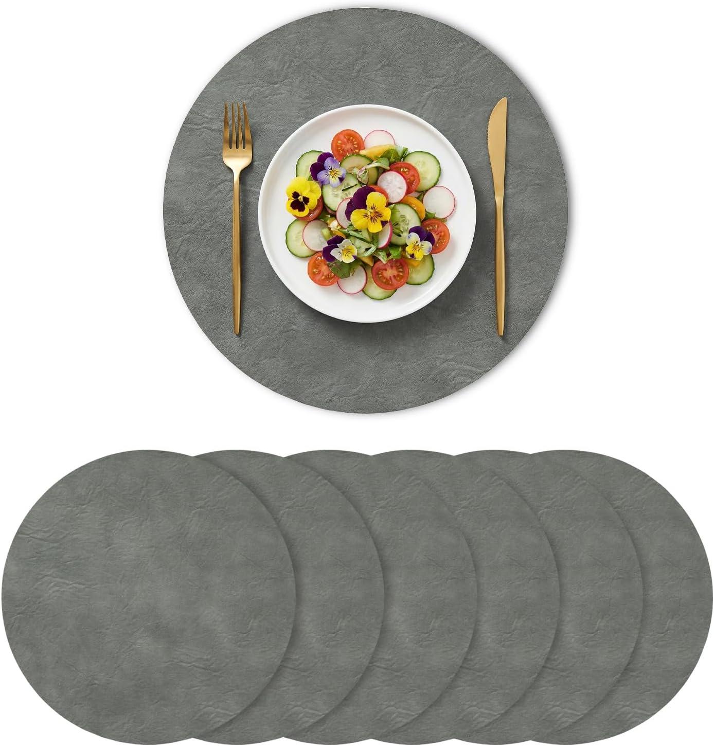 image:imageArtoid Mode Green Faux Leather Placemats Set of 4 15 Inch Waterproof Wipeable Heat Resistant Vinyl Place Mats Reversible Table Mats for St Patricks Day Dining DecorGray