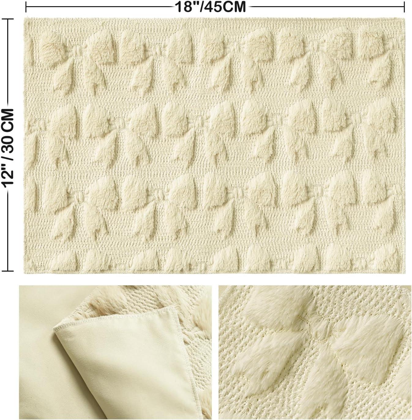image:imageArtoid Mode Pink Bows Spring Placemats Set of 4 12x18 Inch Soft Plush Faux Fur Wool Holiday Table Mats for Party Kitchen Dining DecorationBeige